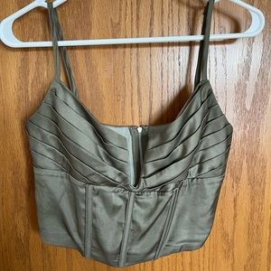 Green cropped corset top